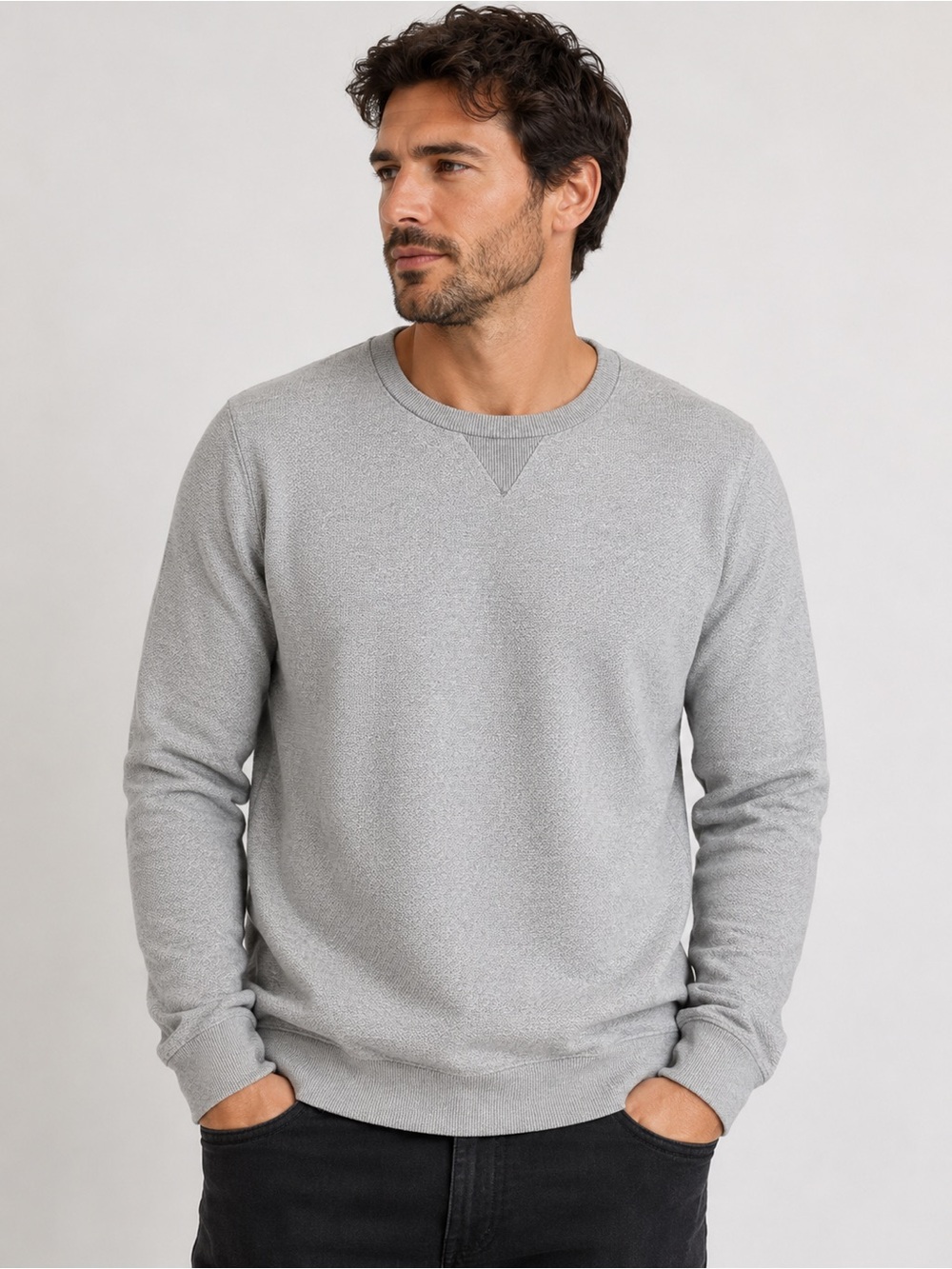 Zara Essentials Men’s Gray Textured Crewneck Sweatshirt XL Lightweight Pullover
